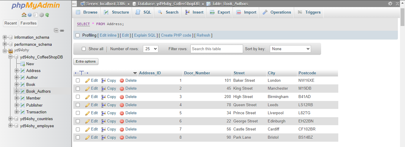 Figure 19 Data of Address Table