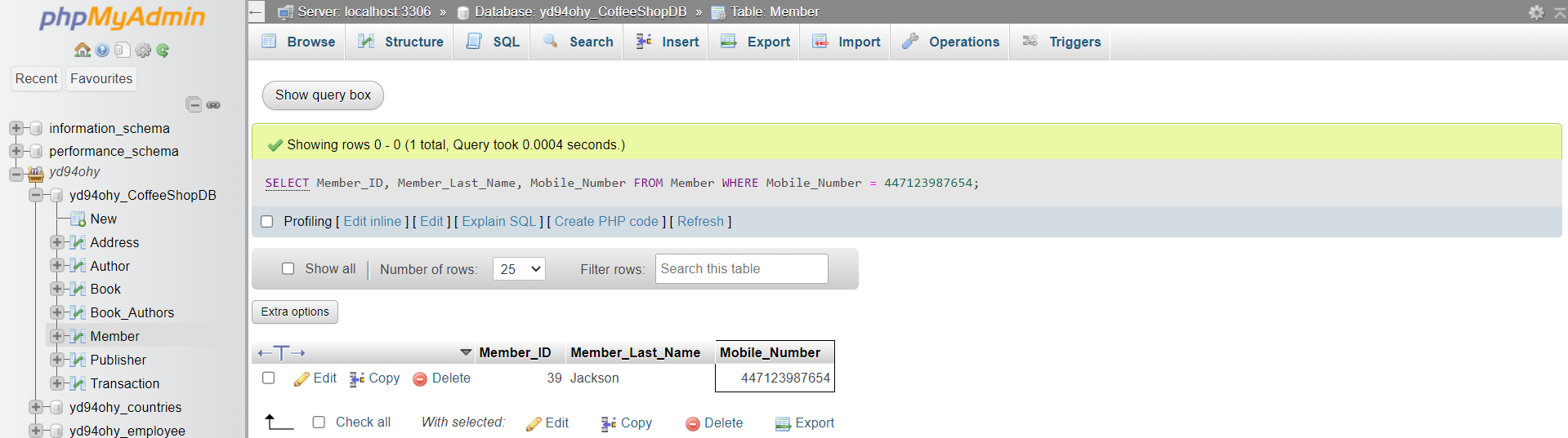 Figure 26 Member Search by Contact Number