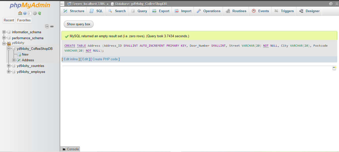 Figure 4 creating table query