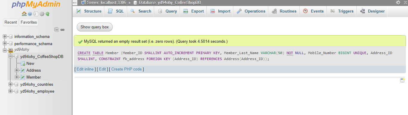 Figure 5 Create Table Member