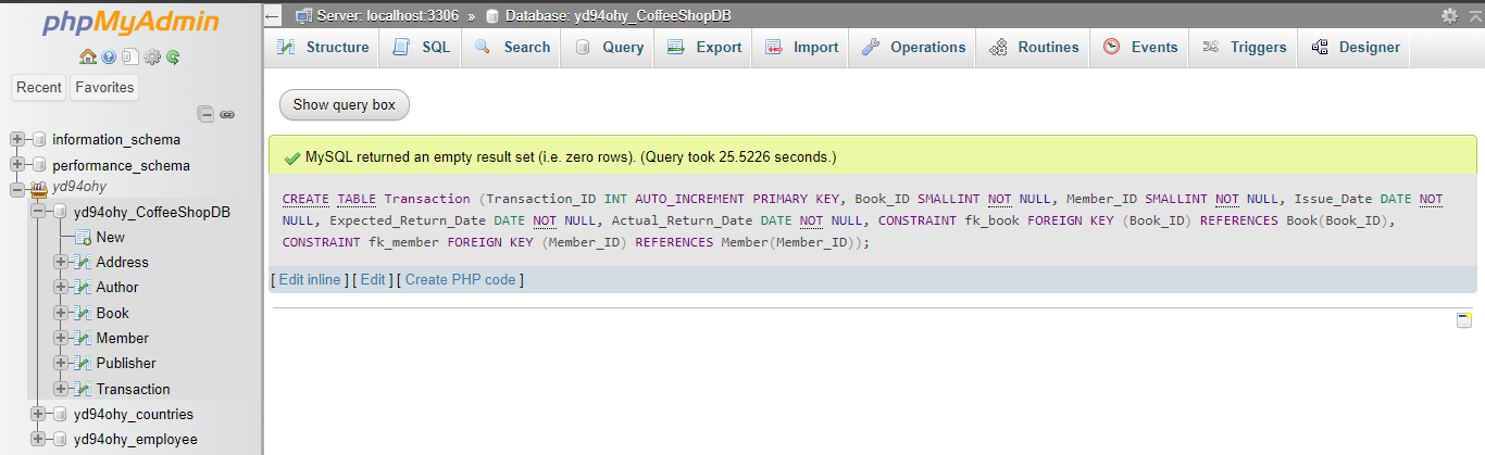 Figure 9 Table Transaction query